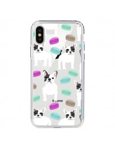 Coque iPhone X et XS Chiens Bulldog Français Macarons...