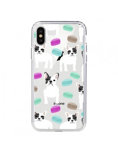 Coque iPhone X et XS Chiens Bulldog Français Macarons Transparente - Pet Friendly