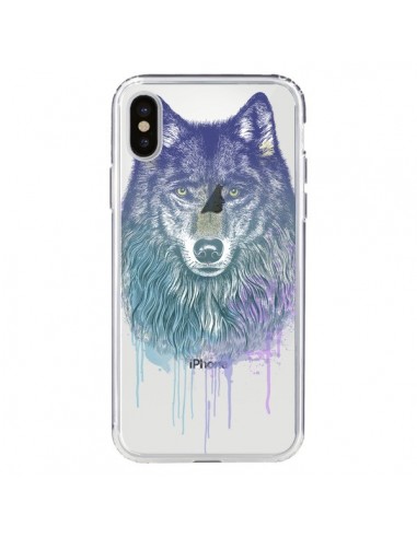 Coque iPhone X et XS Loup Wolf Animal Transparente - Rachel Caldwell