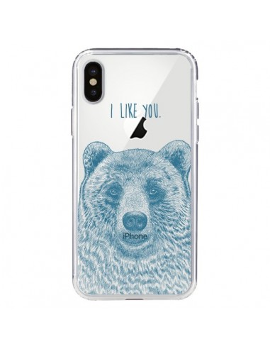 Coque iPhone X et XS I Love You Bear Ours Ourson Transparente - Rachel Caldwell