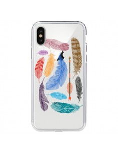 Coque iPhone X et XS Plume Feather Couleur Transparente -...