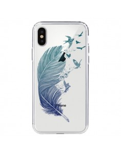 Coque iPhone X et XS Plume Feather Fly Away Transparente...