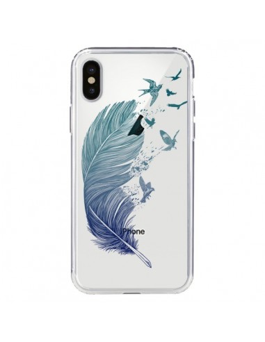 Coque iPhone X et XS Plume Feather Fly Away Transparente - Rachel Caldwell