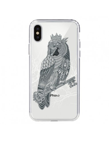 Coque iPhone X et XS Owl King Chouette Hibou Roi Transparente - Rachel Caldwell