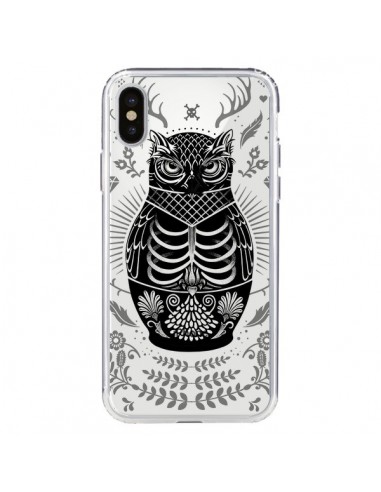 Coque iPhone X et XS Owl Chouette Hibou Squelette Transparente - Rachel Caldwell