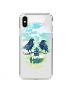 Coque iPhone X et XS Tête de Mort Nature Transparente -...