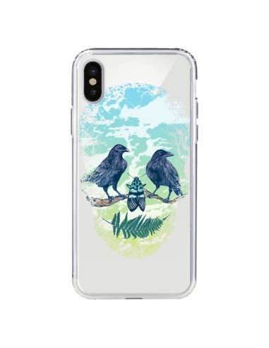 Coque iPhone X et XS Tête de Mort Nature Transparente - Rachel Caldwell