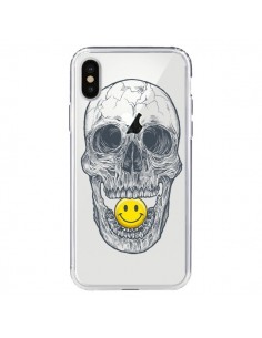 Coque iPhone X et XS Tête de Mort Smiley Transparente -...