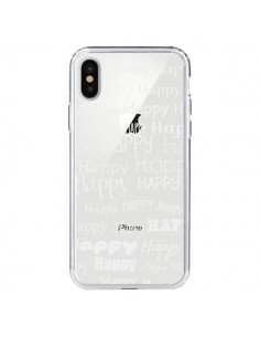 Coque iPhone X et XS Happy Happy Blanc Transparente - R...