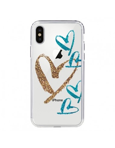 Coque iPhone X et XS Coeurs Heart Love Amour Transparente - Sylvia Cook