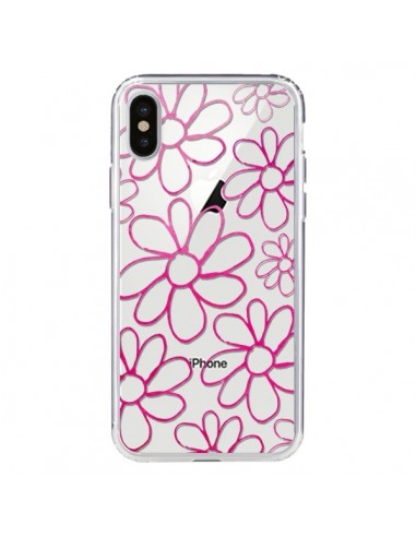 Coque iPhone X et XS Flower Garden Pink Fleur Transparente - Sylvia Cook