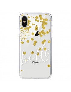Coque iPhone X et XS Hello, Bonjour Transparente - Sylvia...