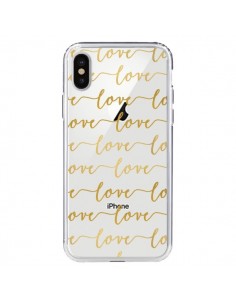 Coque iPhone X et XS Love Amour Repeating Transparente -...