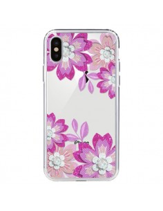 Coque iPhone X et XS Winter Flower Rose, Fleurs d'Hiver...