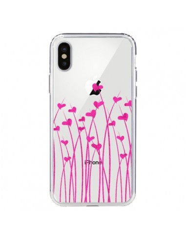 Coque iPhone X et XS Love in Pink Amour Rose Fleur Transparente - Sylvia Cook