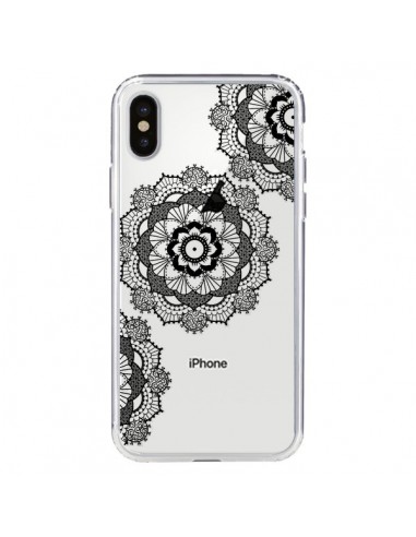 Coque iPhone X et XS Triple Mandala Noir Black Transparente - Sylvia Cook