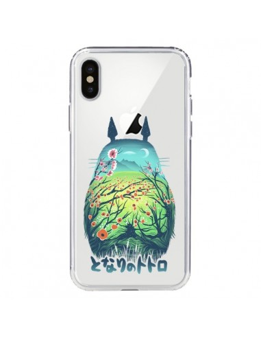 Coque iPhone X et XS Totoro Manga Flower Transparente - Victor Vercesi