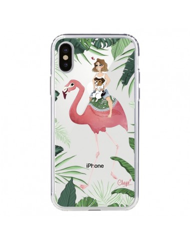 Coque Lolo Love Flamant Rose Chien Transparente pour iPhone X - Chapo