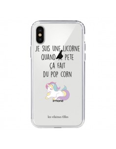 Coque iPhone X et XS Je suis une licorne, quand je pète...