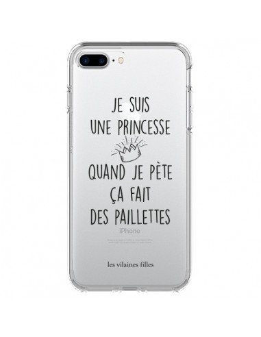 Coque iPhone 7/8 et SE 2020 Je suis une princesse quand je pète ça fait des paillettes Transparente - Les Vilaines Filles