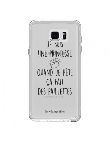 Coque Je suis une princesse quand je pète ça fait des paillettes Transparente pour Samsung Galaxy Note 5 - Les Vilaines Filles