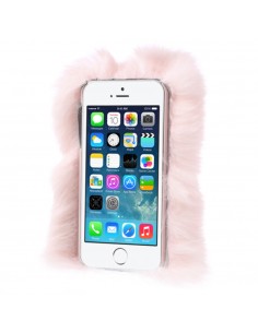 Coque en Fourrure Rose Foncee Ultra Douce pour iPhone 5/5S et SE 2