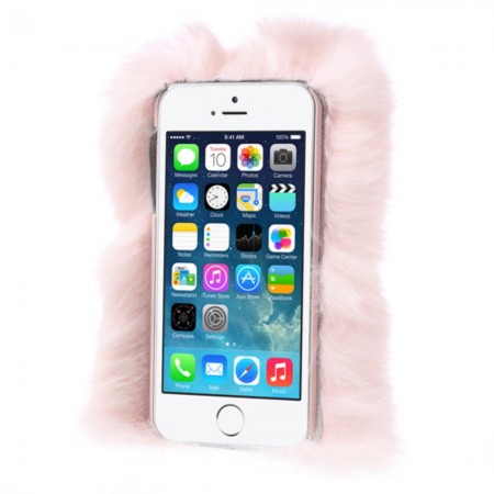 Coque en Fourrure Rose Foncee Ultra Douce pour iPhone 5/5S et SE