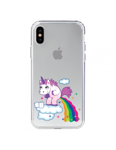 Coque Licorne Caca Arc en Ciel Transparente pour iPhone X - Nico