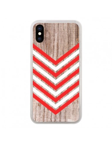 Coque Tribal Aztèque Bois Wood Flèche Rouge Blanc pour iPhone X - Laetitia