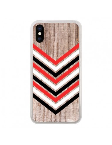 Coque Tribal Aztèque Bois Wood Flèche Rouge Blanc Noir pour iPhone X - Laetitia