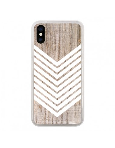 Coque Tribal Aztèque Bois Wood Flèche Blanc pour iPhone X - Laetitia