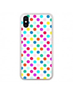 Coque Pois Multicolores pour iPhone X - Laetitia