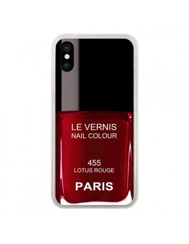 Coque Vernis Paris Lotus Rouge pour iPhone X - Laetitia