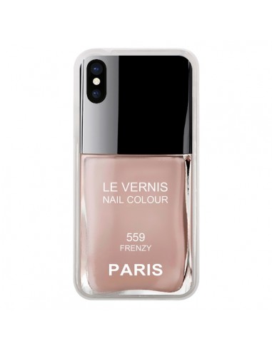 Coque Vernis Paris Frenzy Beige pour iPhone X - Laetitia