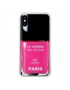 Coque Vernis Paris Riviera Rose pour iPhone X - Laetitia