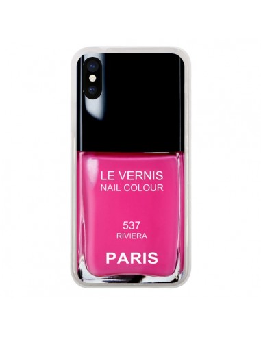 Coque Vernis Paris Riviera Rose pour iPhone X - Laetitia