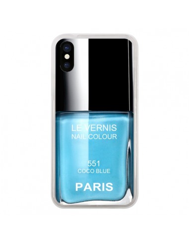 Coque Vernis Paris Coco Blue Bleu pour iPhone X - Laetitia