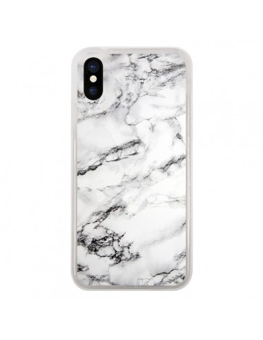 Coque Marbre Marble Blanc White pour iPhone X - Laetitia