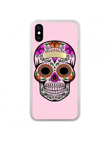 Coque Tête de Mort Mexicaine Rose Multicolore pour iPhone X - Laetitia