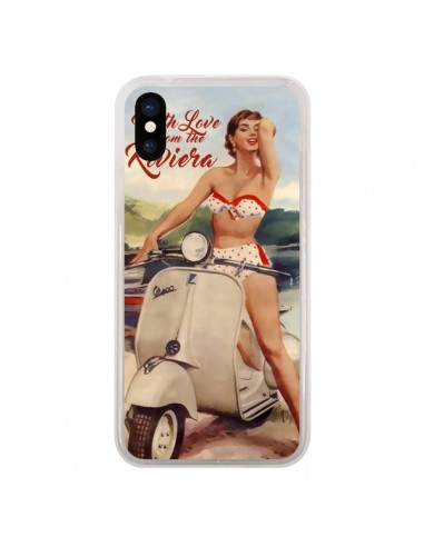 Coque Pin Up With Love From the Riviera Vespa Vintage pour iPhone X - Nico