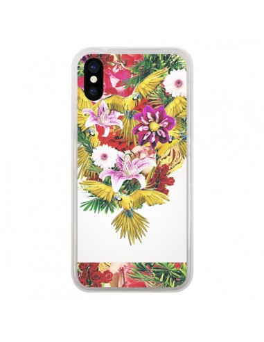 Coque Parrot Floral Perroquet Fleurs pour iPhone X - Eleaxart