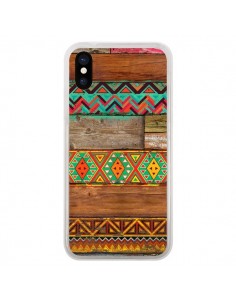 Coque iPhone X et XS Indian Wood Bois Azteque -...