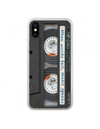 Coque iPhone X et XS Cassette Words K7 - Maximilian San