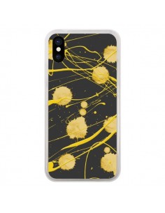 Coque iPhone X et XS Gold Splash Peinture Art -...