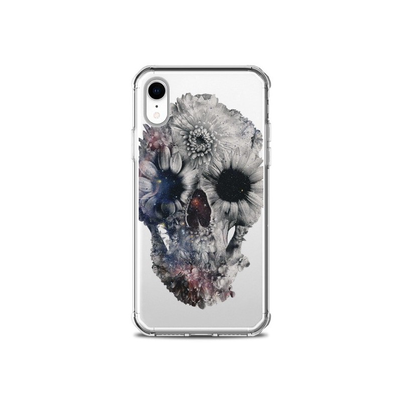 Coque iPhone XR Floral Skull Tête de Mort Transparente souple - Ali Gulec