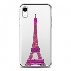 Coque iPhone XR Tour Eiffel Rose Paris Transparente...