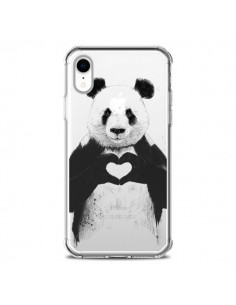 Coque iPhone XR Panda All You Need Is Love Transparente...