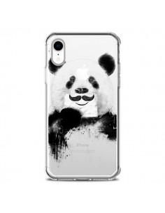 Coque iPhone XR Funny Panda Moustache Transparente souple...