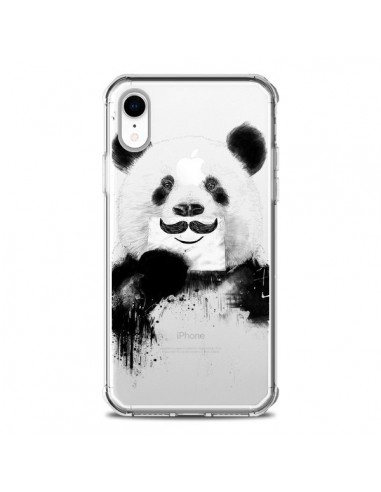 Coque iPhone XR Funny Panda Moustache Transparente souple - Balazs Solti