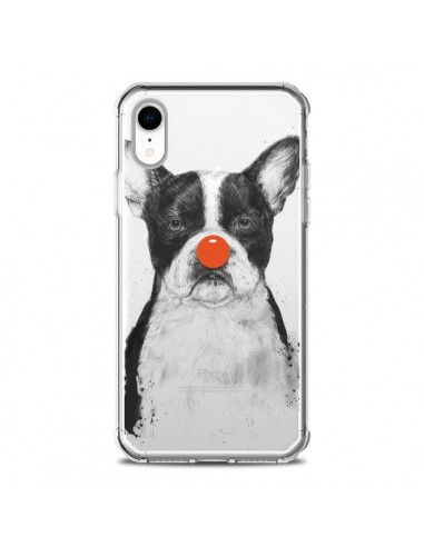 Coque iPhone XR Clown Bulldog Dog Chien Transparente souple - Balazs Solti